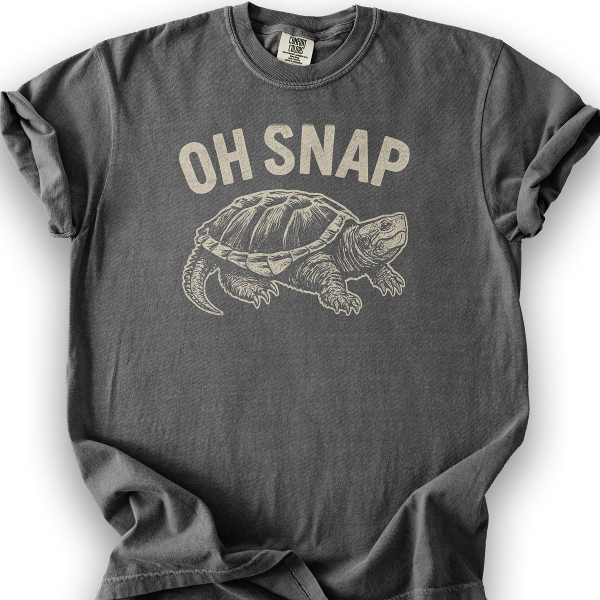 Snapping Turtle "Oh Snap" Textured T-Shirt - Pepper