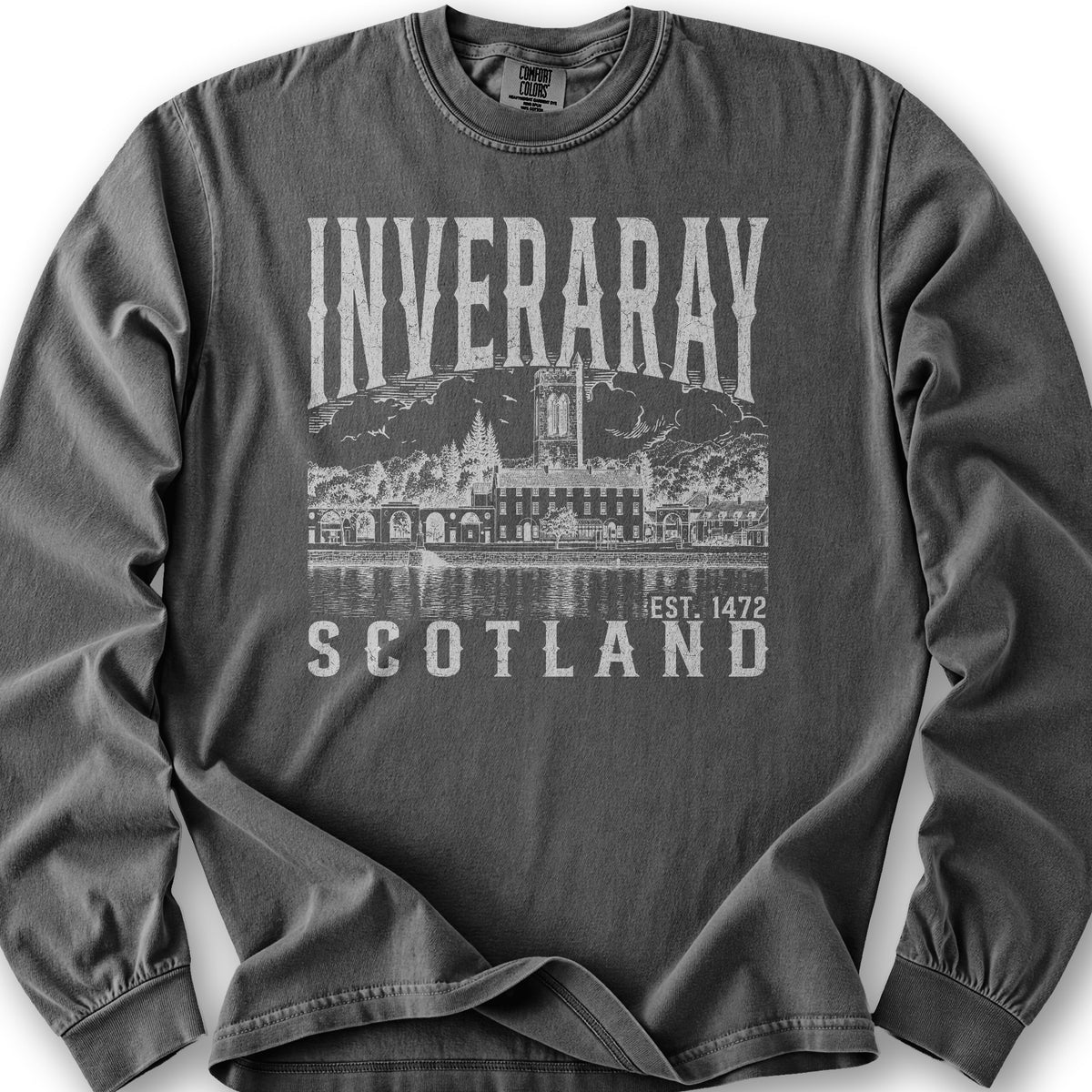 Inveraray Scotland Sketch Long Sleeve Shirt - Pepper