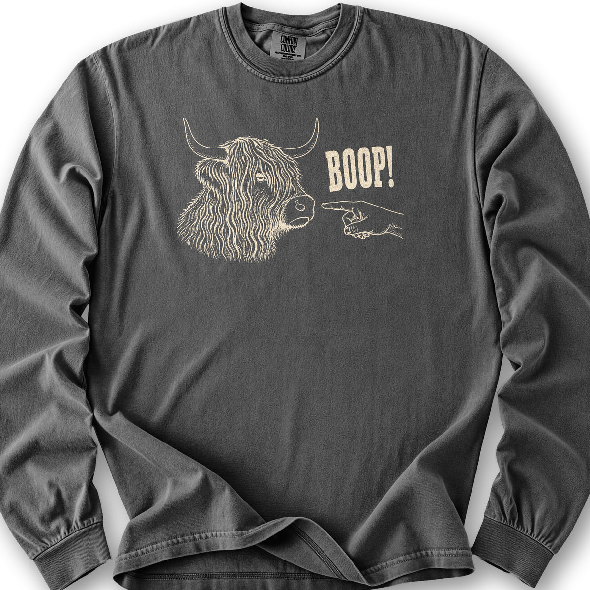 Boop Highland Coo Long Sleeve Shirt - Pepper