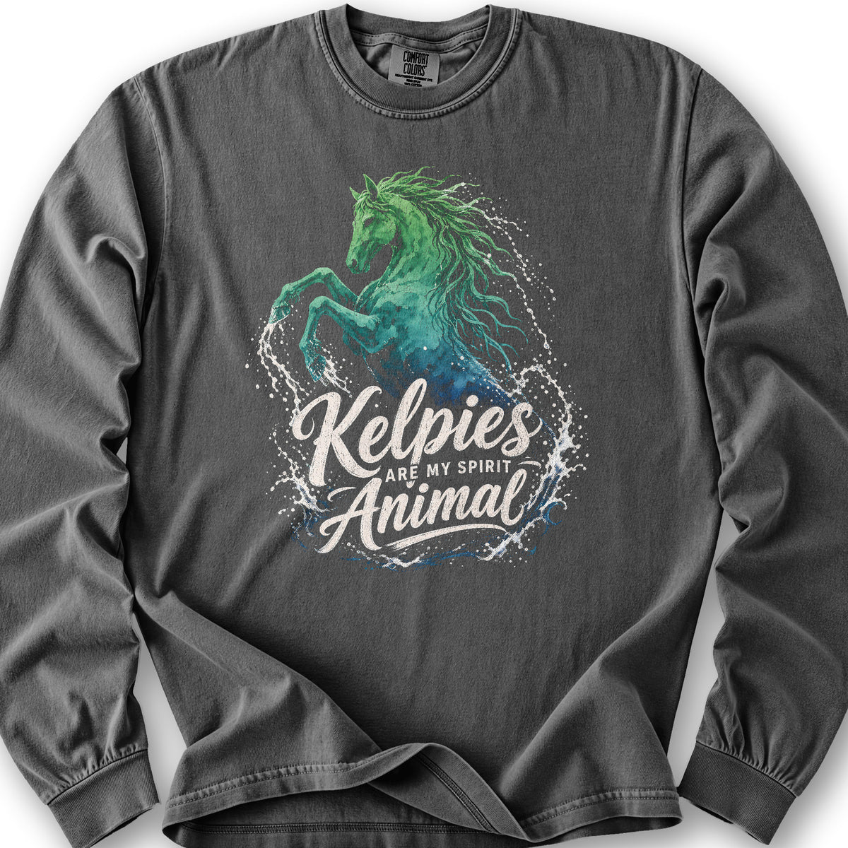 Kelpie Spirit Animal Long Sleeve Shirt - Pepper