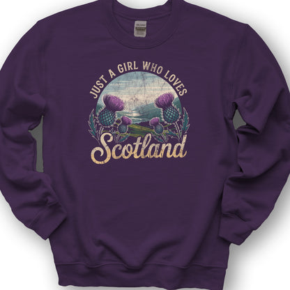 Just a Girl Who Loves Scotland Sweatshirt - Purple