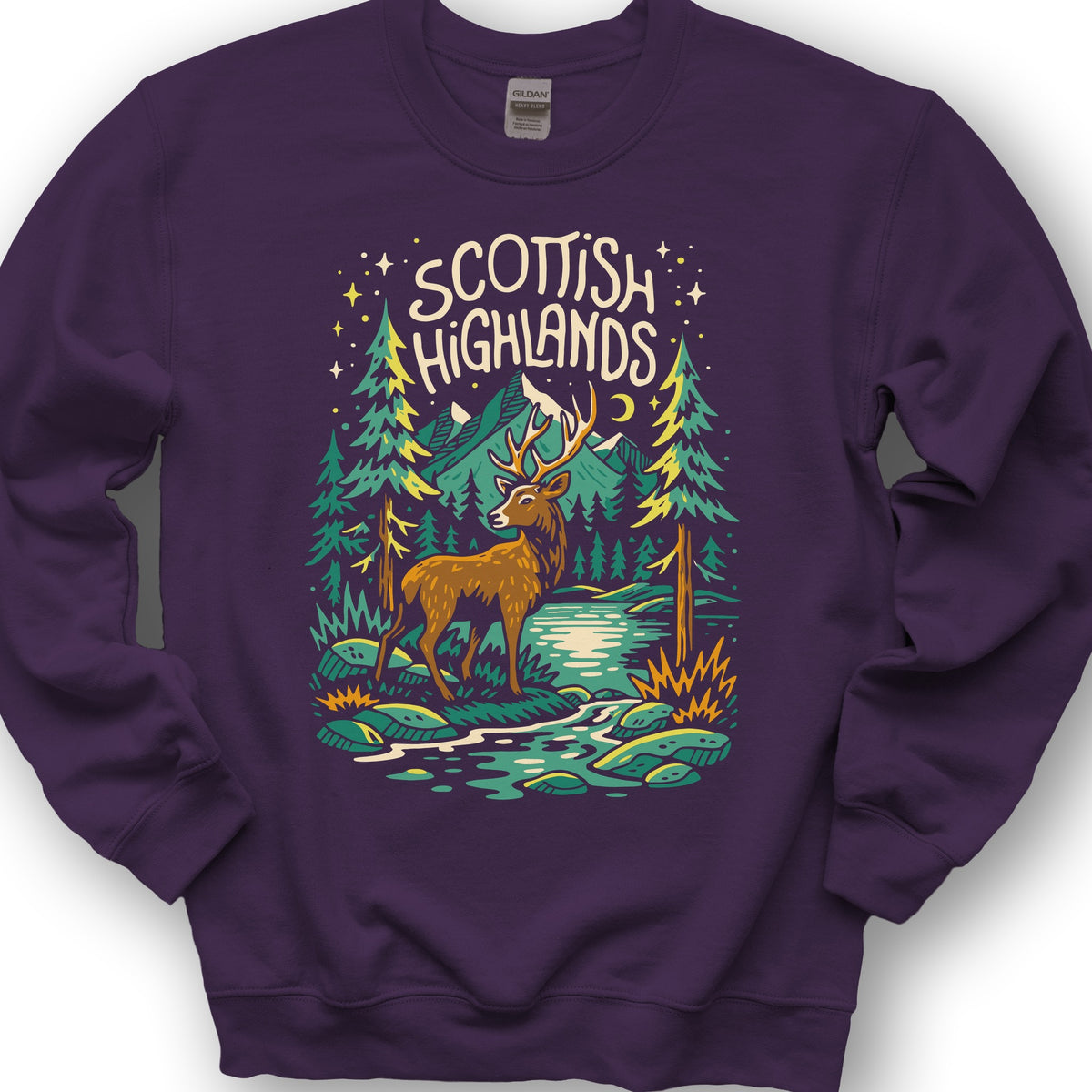 Scottish Highlands "Midnight Stag" Sweatshirt - Purple