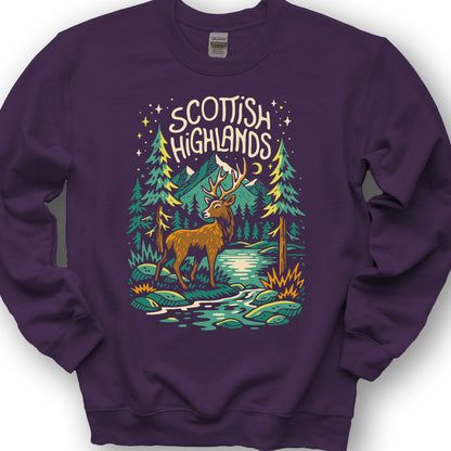 Scottish Highlands "Midnight Stag" Sweatshirt - Purple
