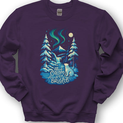 All Is Calm Northern Lights Sweatshirt - Purple