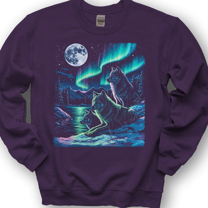Northern Lights "Night Wolves" Sweatshirt - Purple