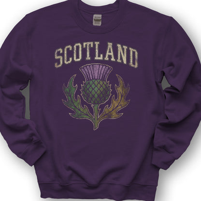 Scotland Distressed Thistle Sweatshirt - Purple