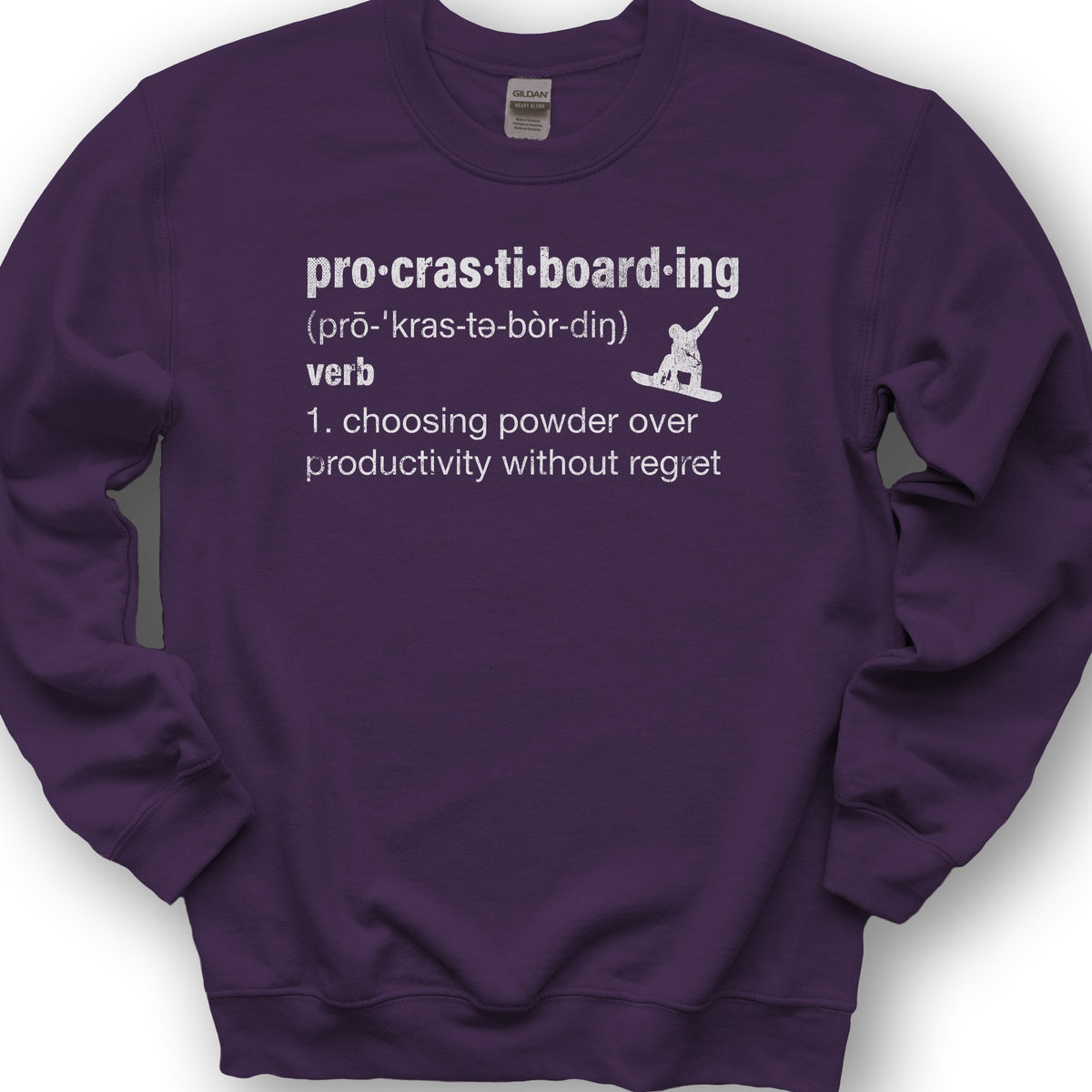 Procrastiboarding Snowboard Sweatshirt - Purple