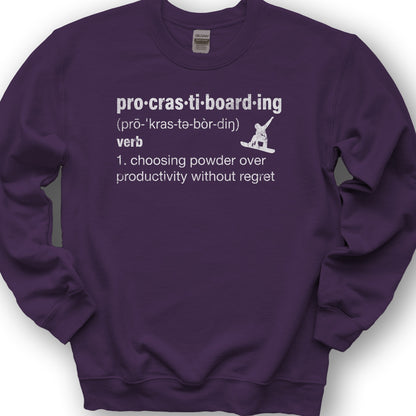 Procrastiboarding Snowboard Sweatshirt - Purple
