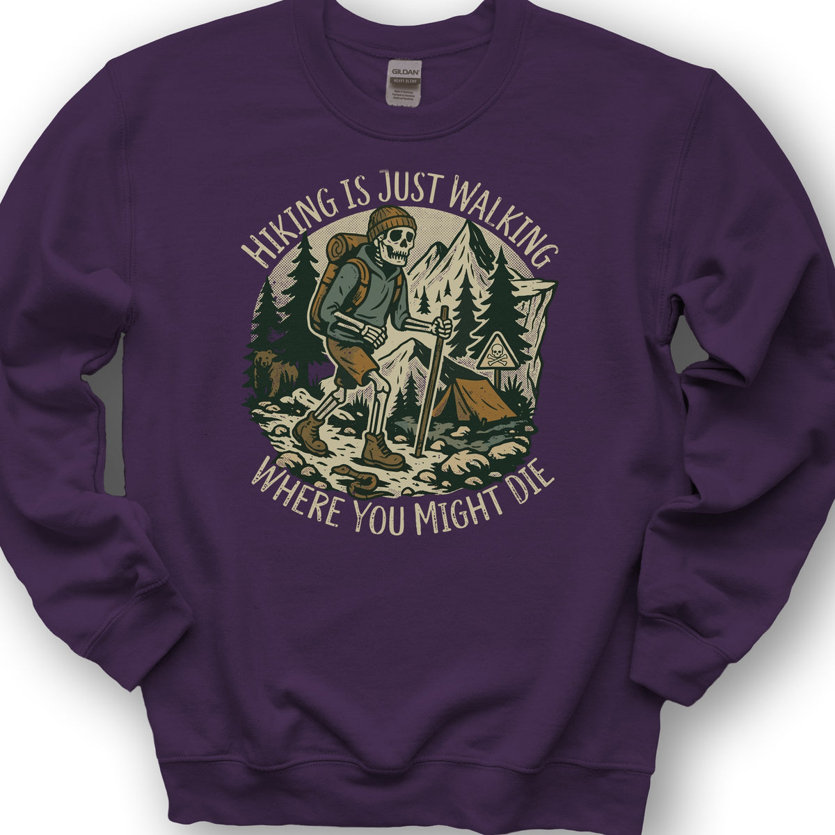Hiking Is Just Walking Sweatshirt - Purple