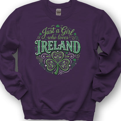 Just A Girl Shamrock Sweatshirt - Purple