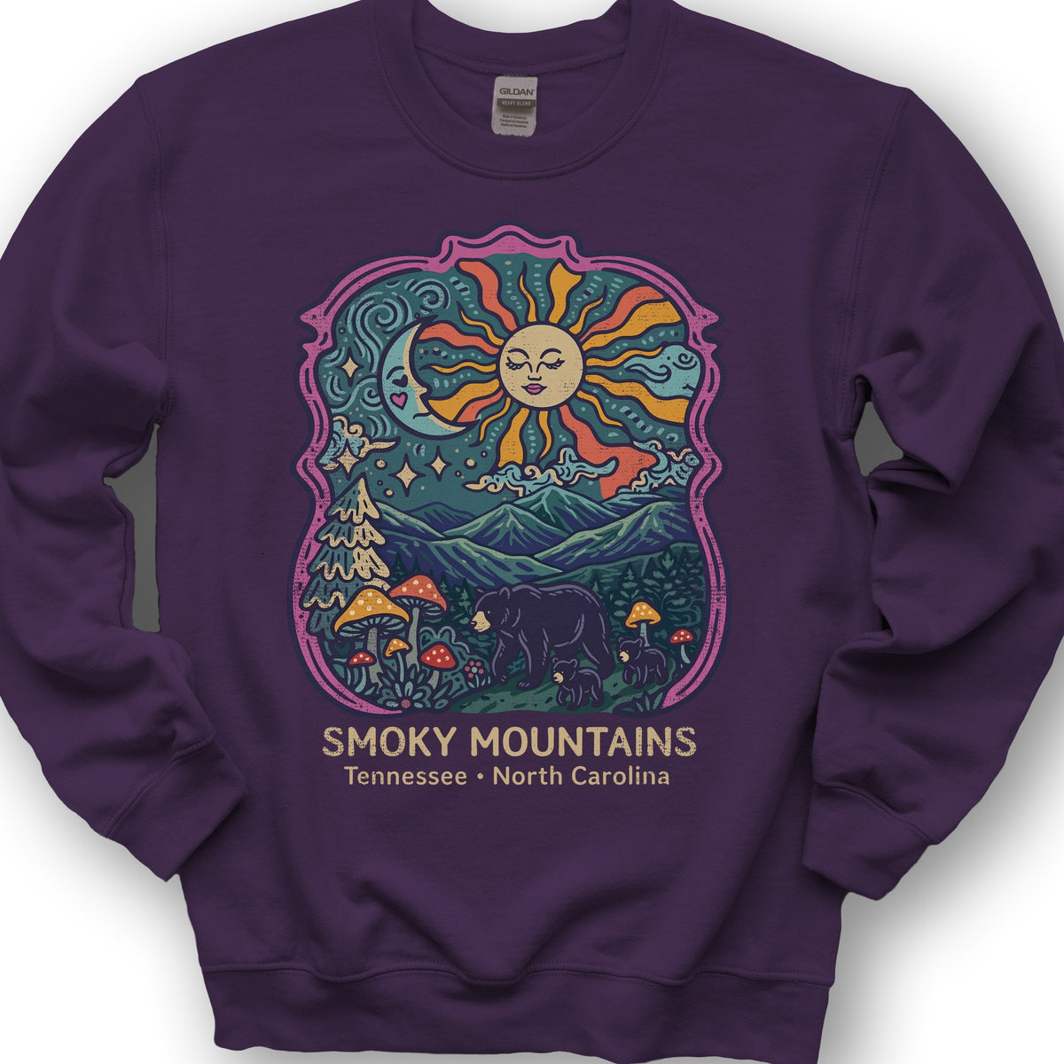 Smoky Mountains Groovy Bears Sweatshirt - Purple