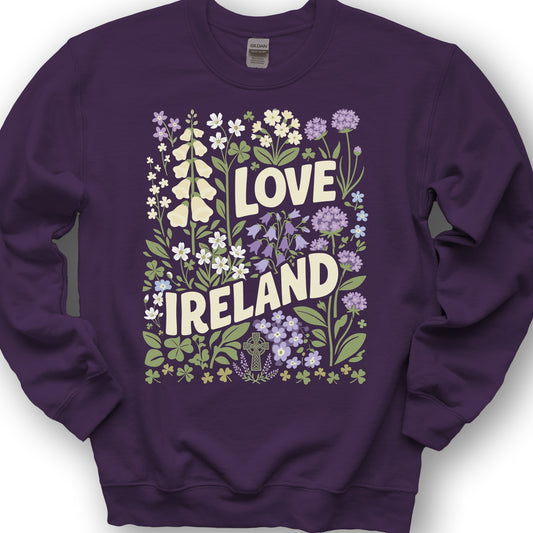 Love Ireland Flowers Sweatshirt - Purple