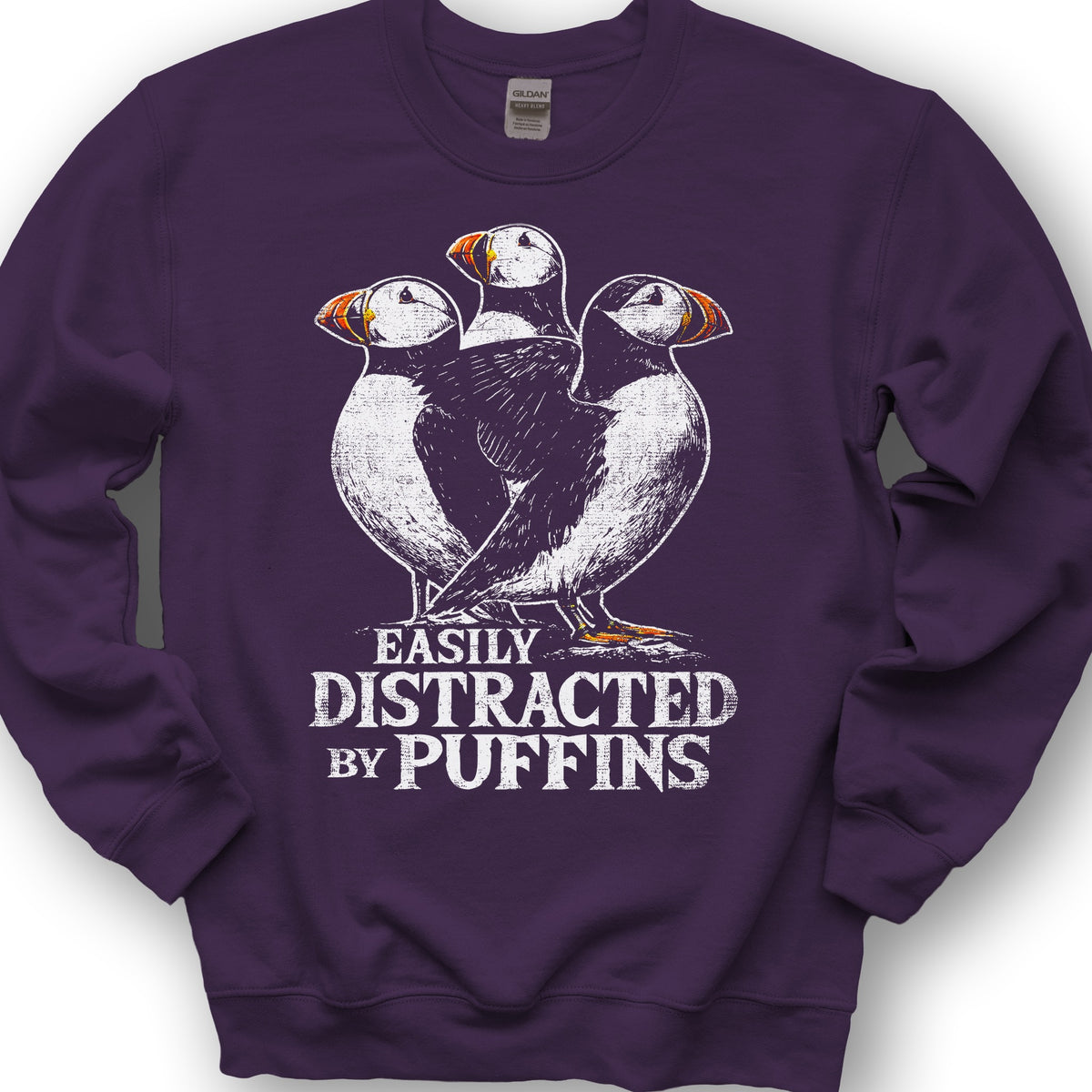 Easily Distracted By Puffins Sweatshirt - Purple