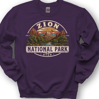 Zion Medallion Sweatshirt - Purple