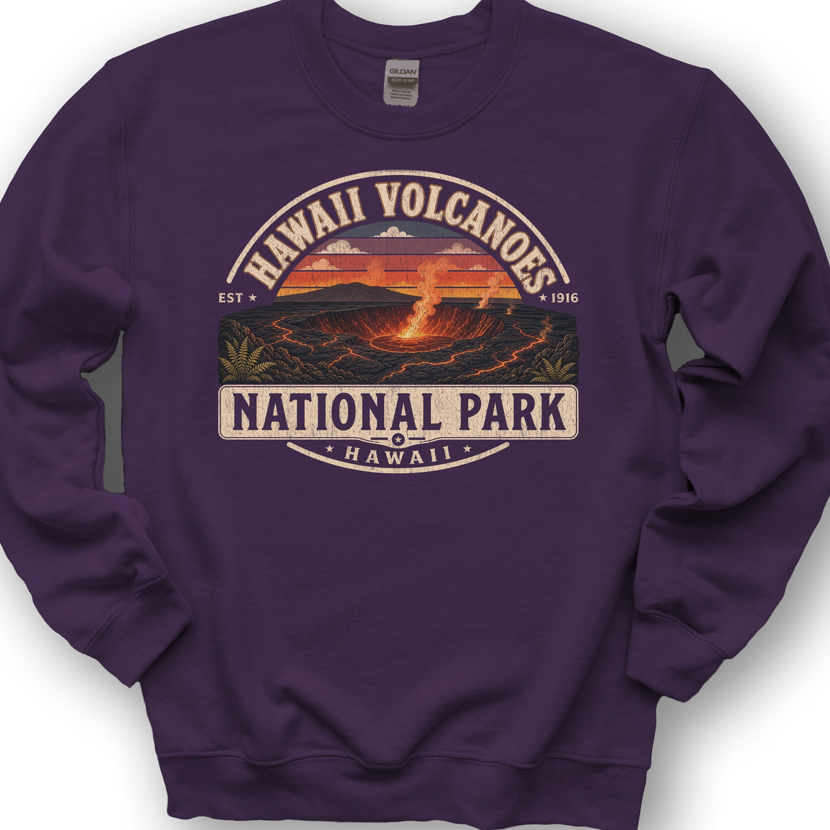Hawaii Volcanoes Medallion Sweatshirt - Purple