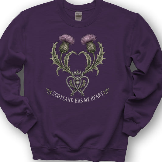 Scotland Heart Brooch Sweatshirt - Purple