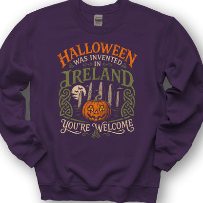 Invented In Ireland Halloween Sweatshirt - Purple