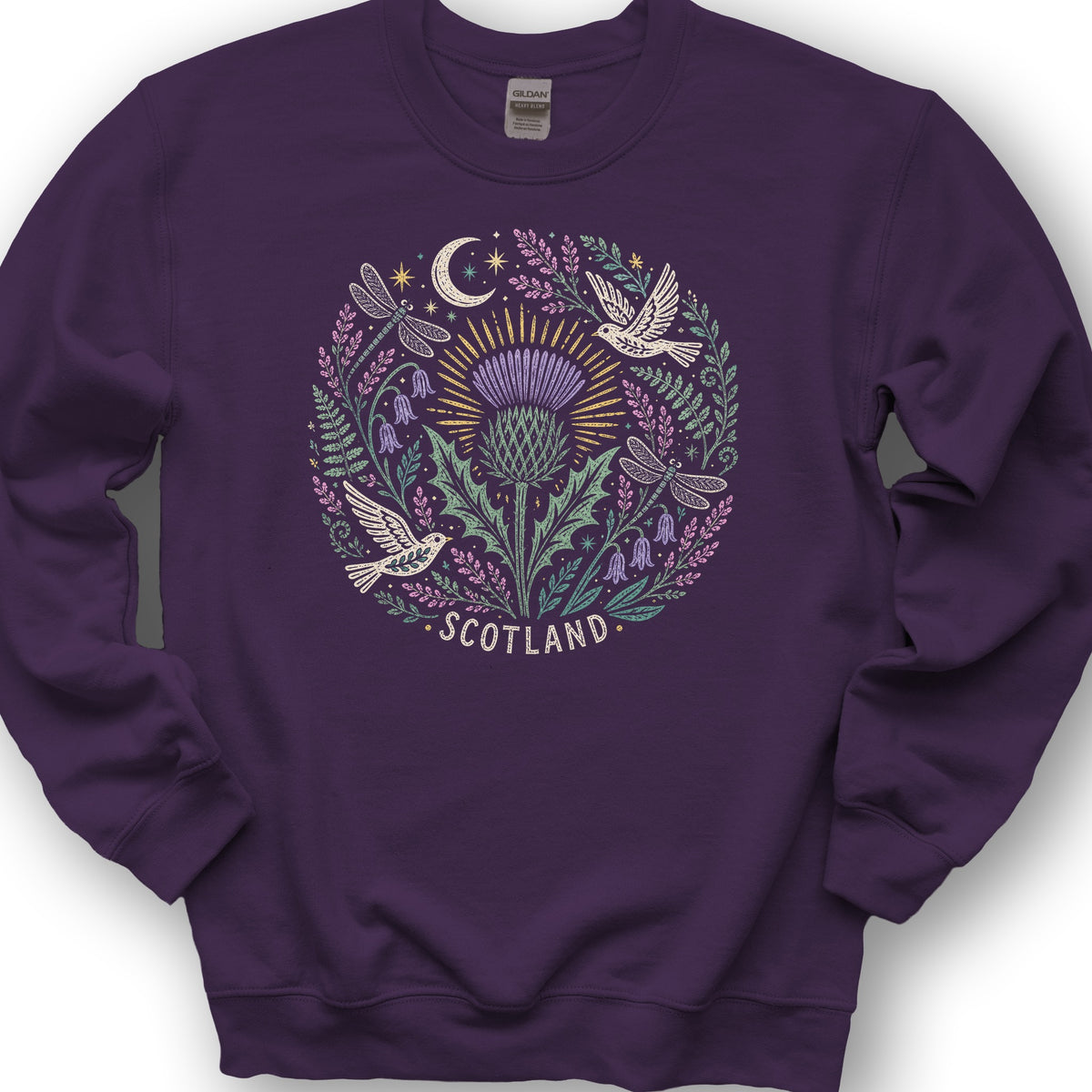 Scotland Thistle Doves Sweatshirt - Purple