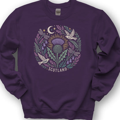 Scotland Thistle Doves Sweatshirt - Purple