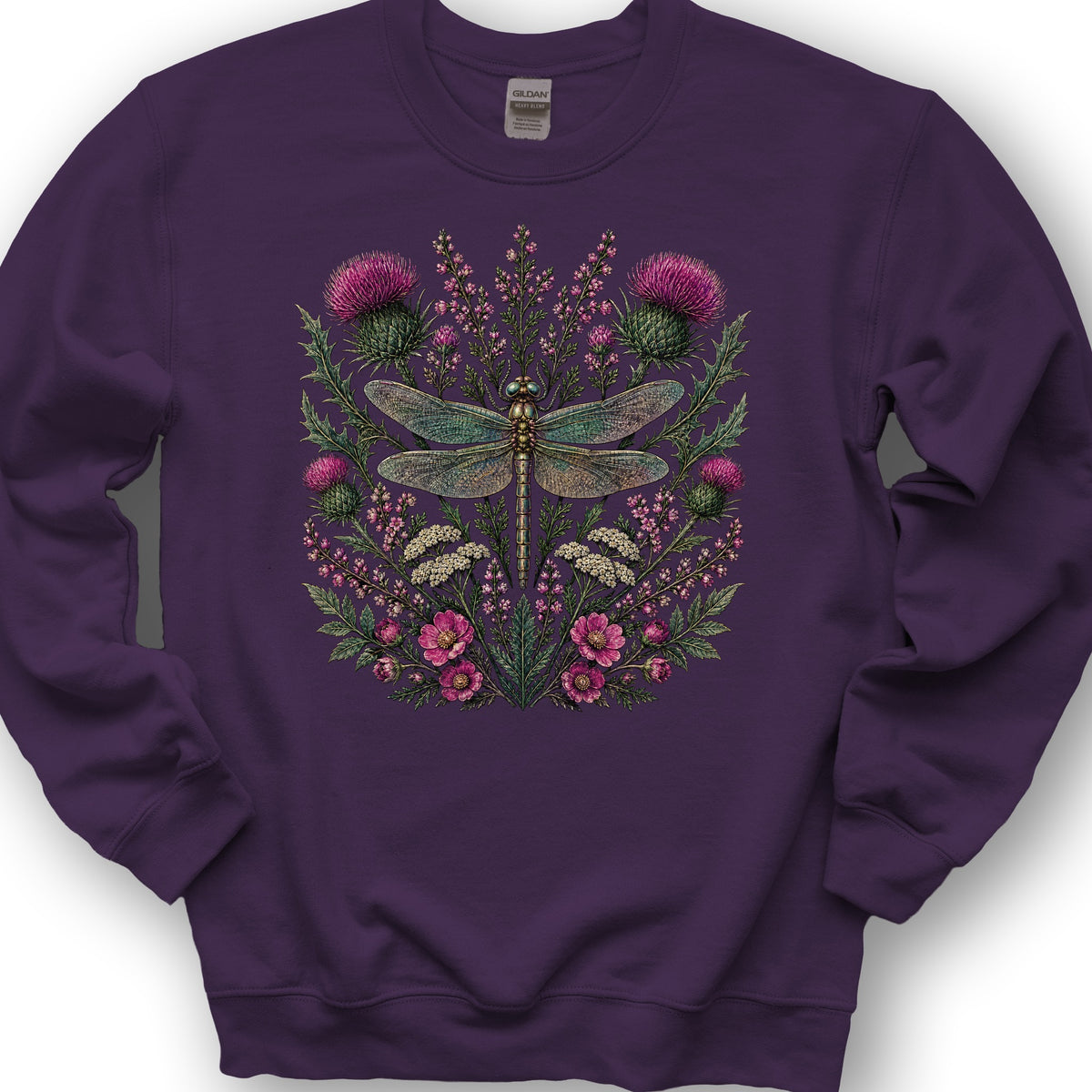 Wild Dragonfly Thistle Sweatshirt - Purple
