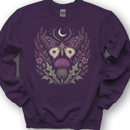 Crescent Thistle Moth Moon Sweatshirt - Purple