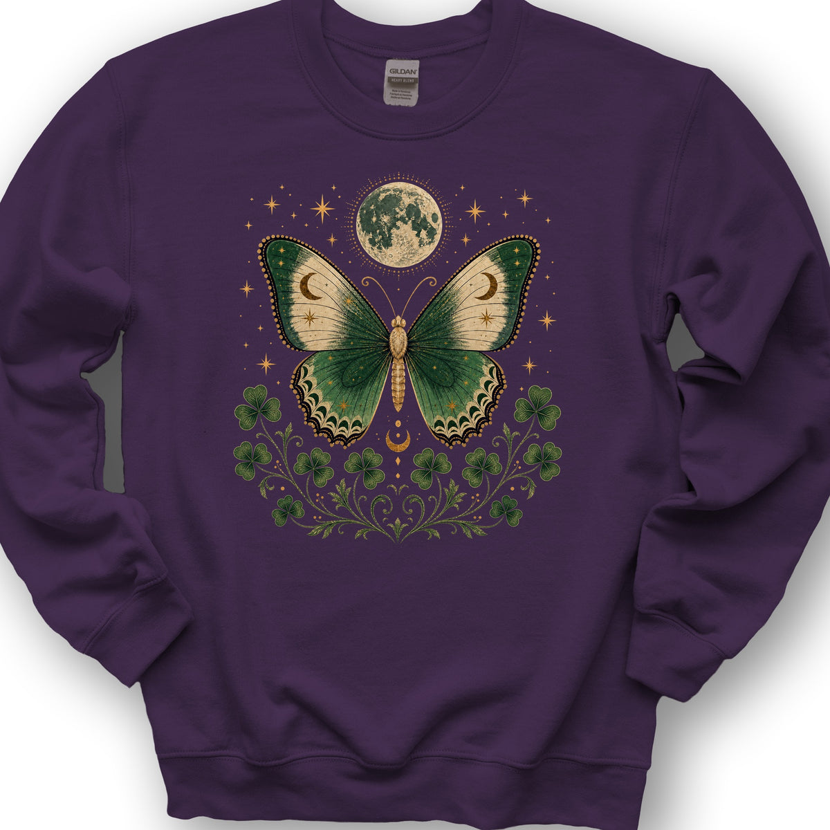 Shamrock Moon Butterfly Sweatshirt - Purple