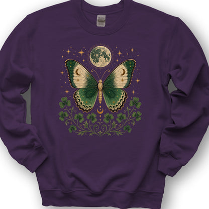 Shamrock Moon Butterfly Sweatshirt - Purple