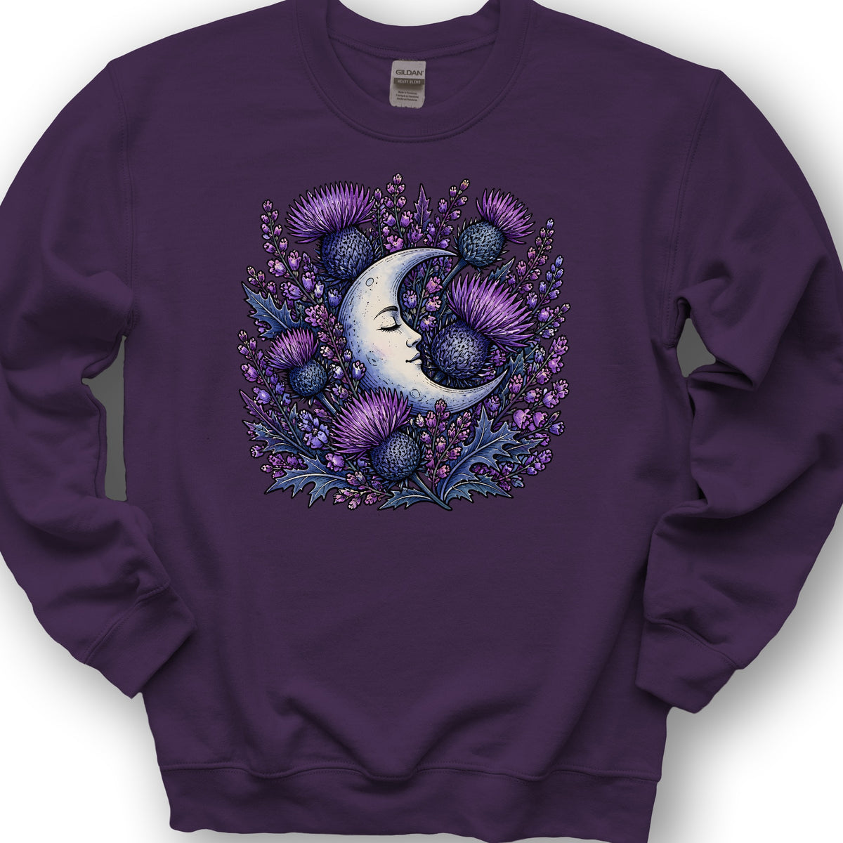 Botanical Moon Thistle Sweatshirt - Purple