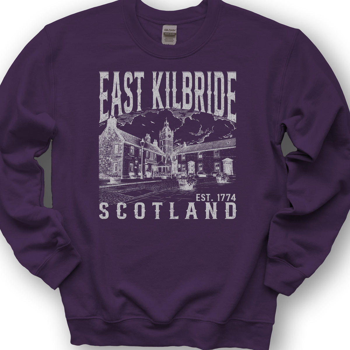 East Kilbride Scotland Sketch Sweatshirt - Purple