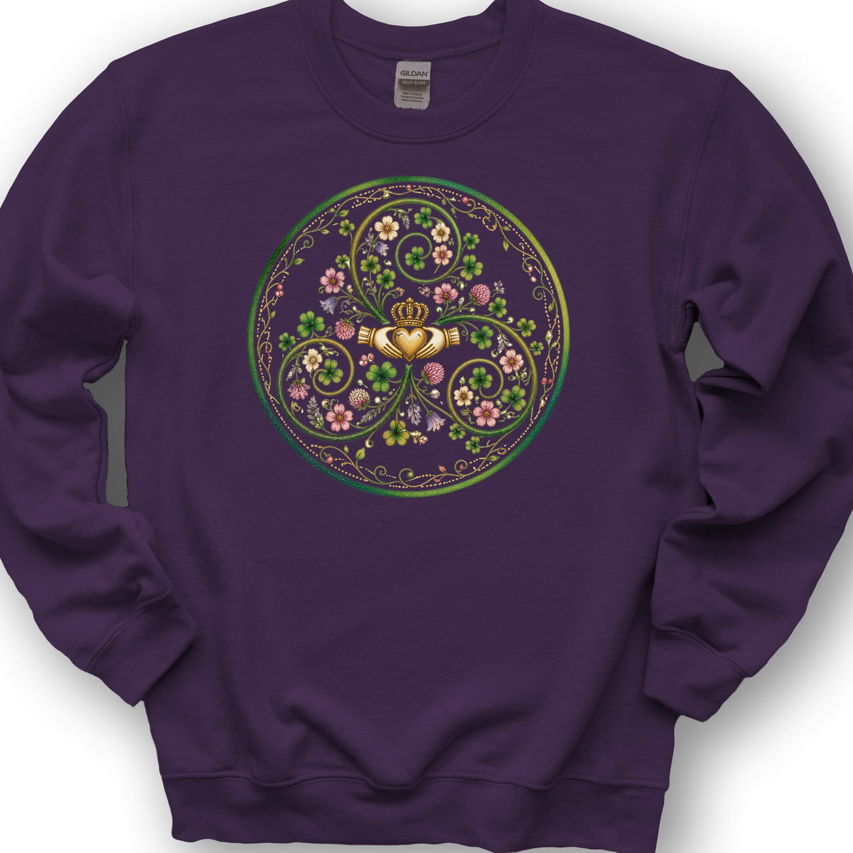 Claddagh Floral Triskele Sweatshirt - Purple