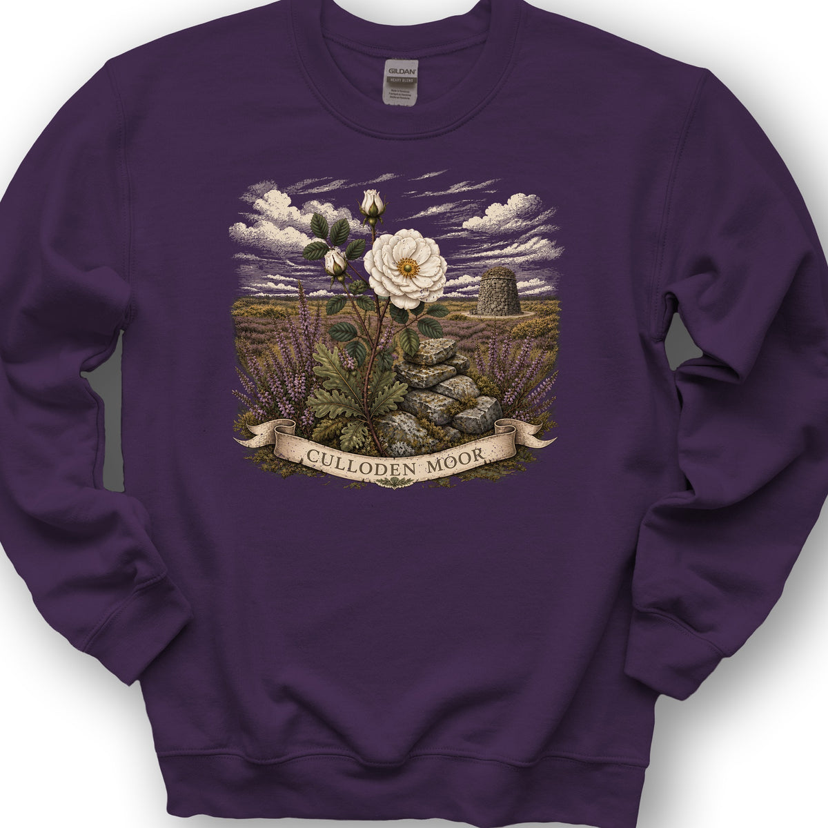 Culloden White Rose Sweatshirt - Purple