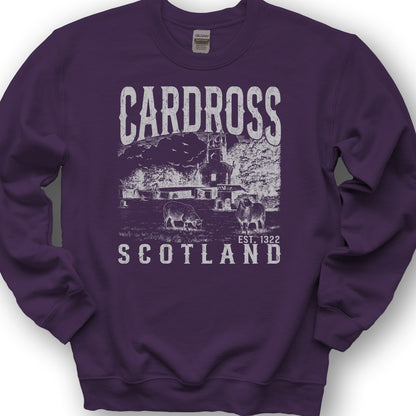 Cardross Scotland Sketch Sweatshirt - Purple
