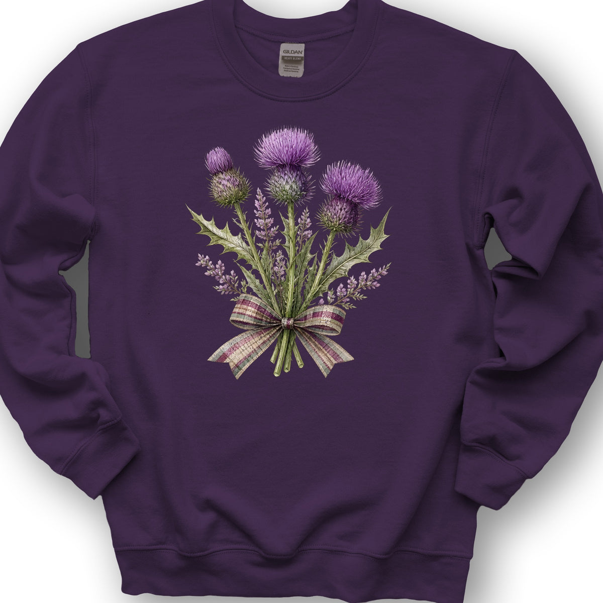 Thistle Bouquet Ribbon Sweatshirt - Purple