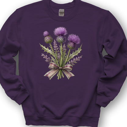 Thistle Bouquet Ribbon Sweatshirt - Purple