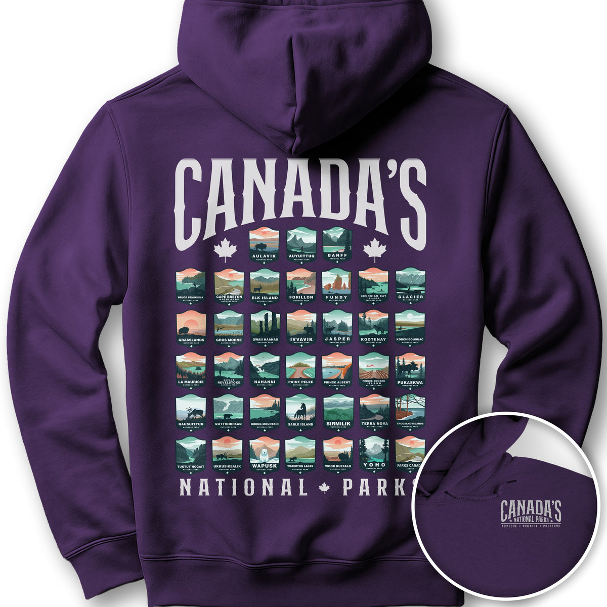 Canada's National Parks "Badges" Hoodie - Purple
