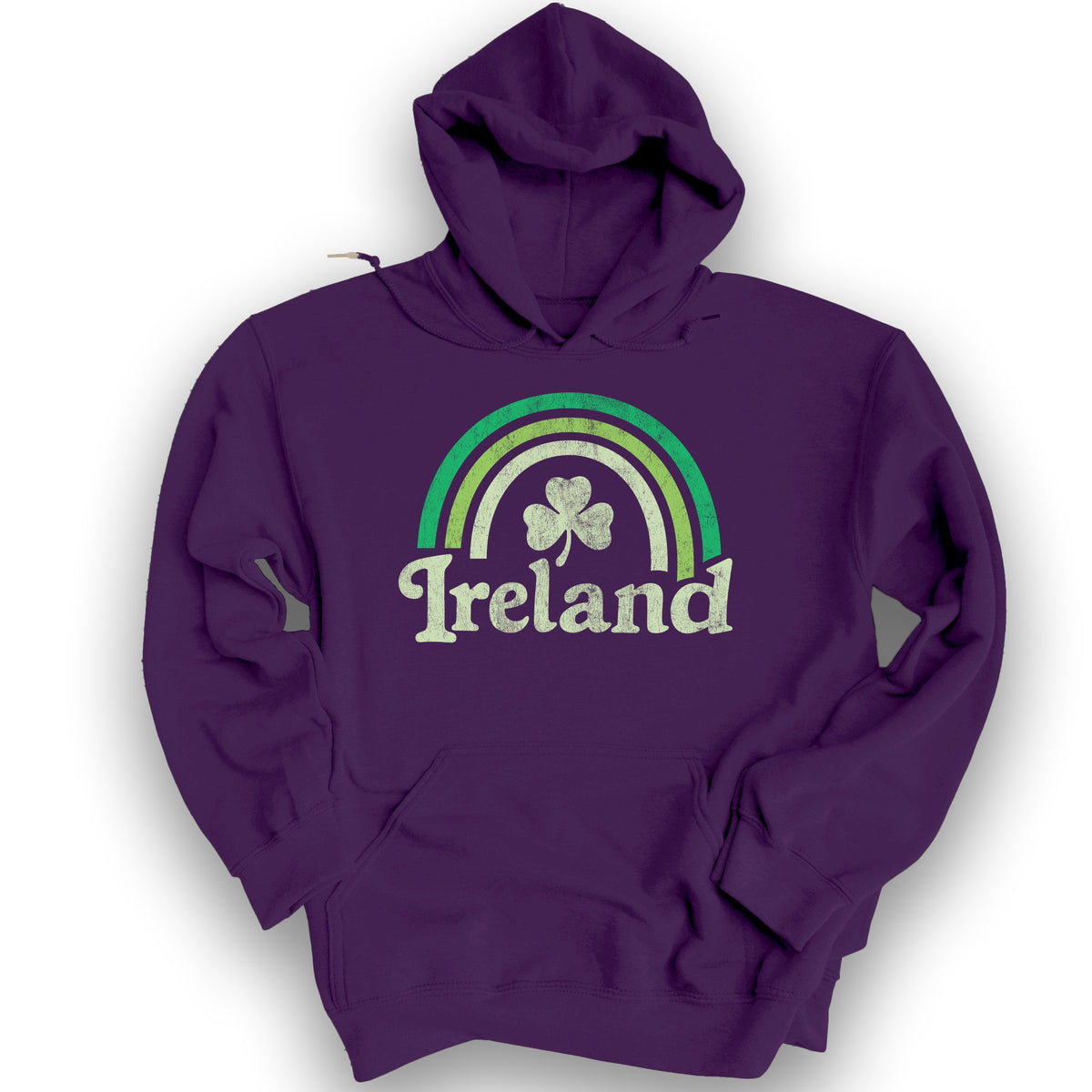 Ireland Rainbow Shamrock Hoodie - Purple