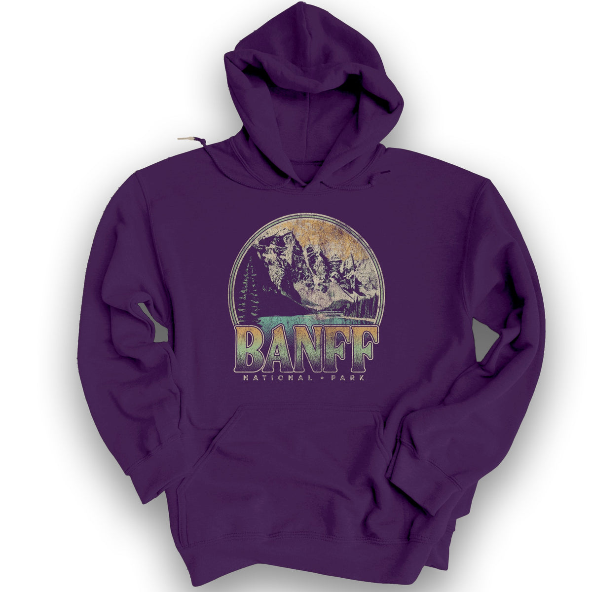 Banff National Park Groovy Screenprint Hoodie - Purple
