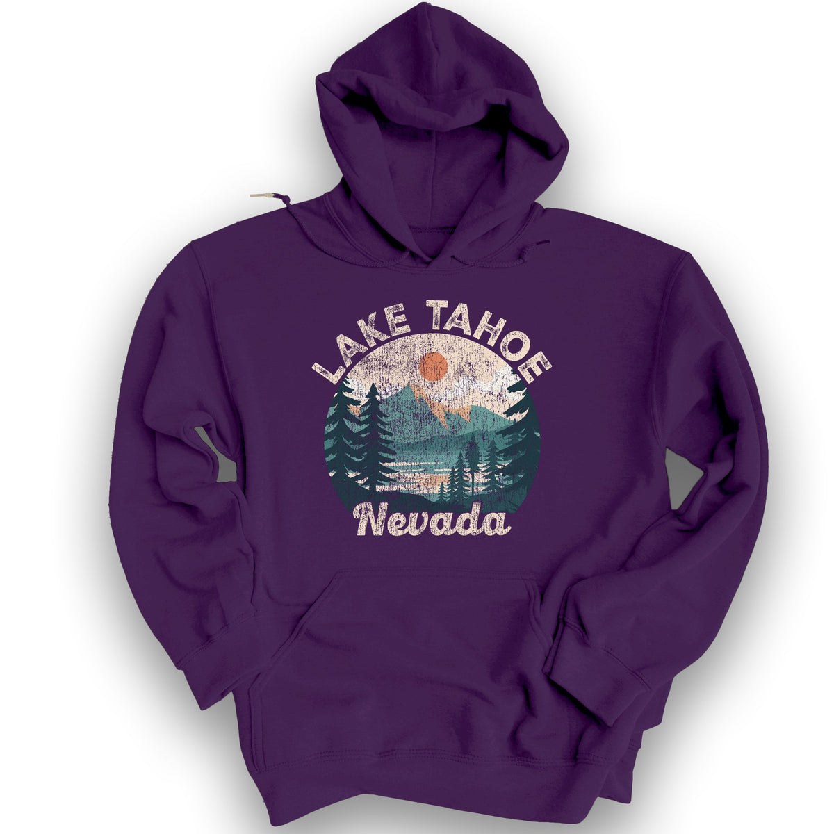 Lake Tahoe Nevada Vintage Circle Hoodie - Purple