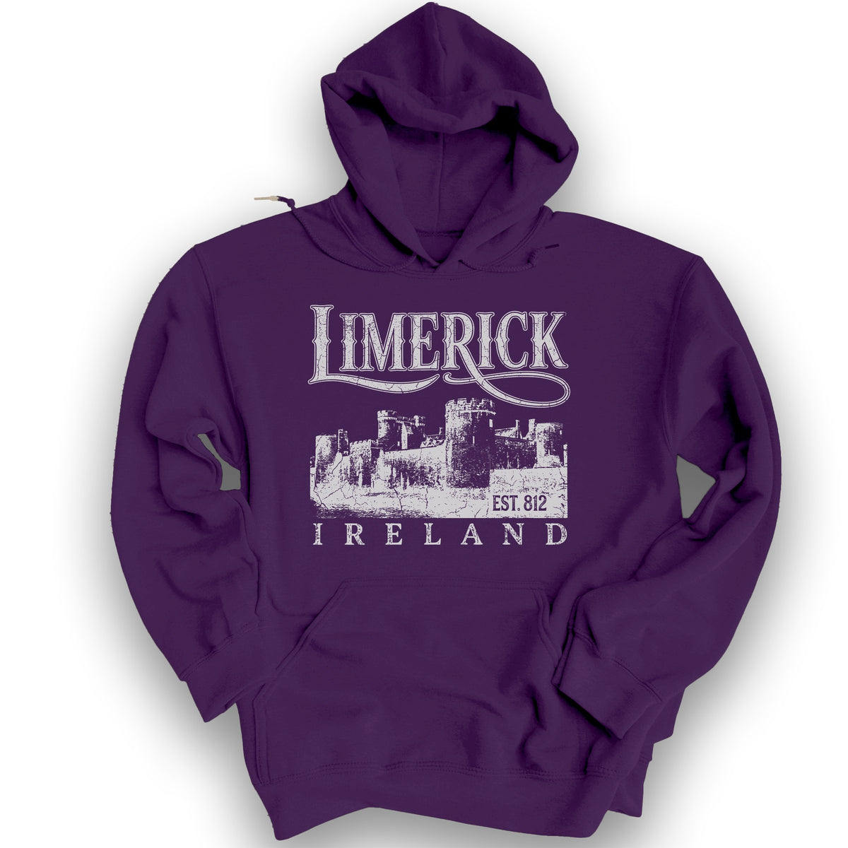 Limerick Ireland Vintage Print Hoodie - Purple