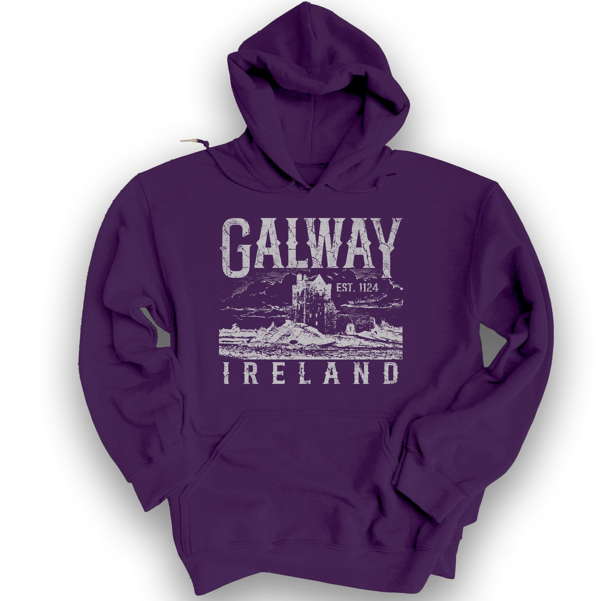Galway Ireland Vintage Print Hoodie - Purple
