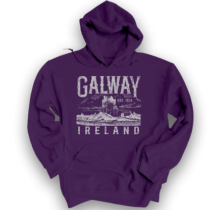 Galway Ireland Vintage Print Hoodie - Purple