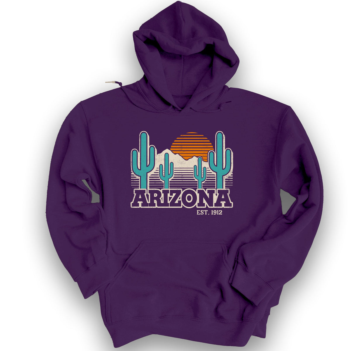 Arizona Retro Cactus Hoodie - Purple
