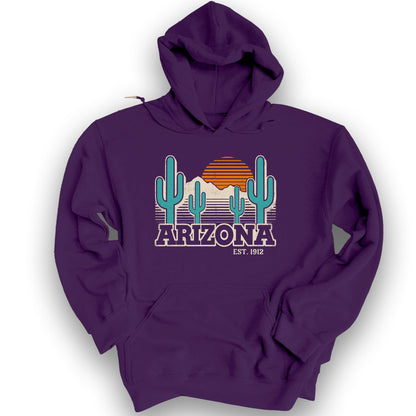 Arizona Retro Cactus Hoodie - Purple