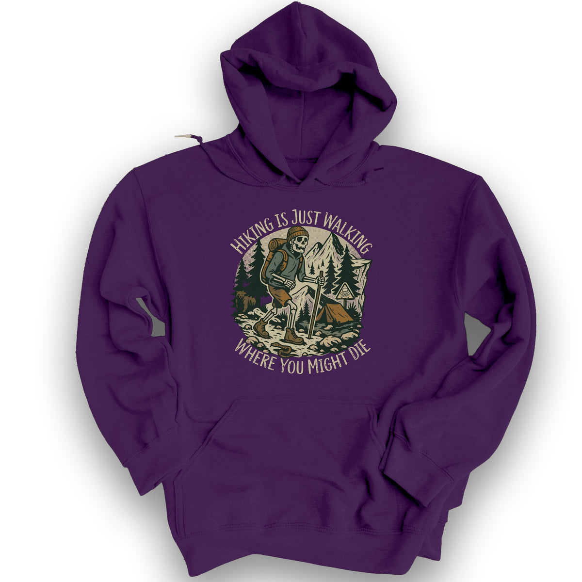 Hiking Is Just Walking Hoodie - Purple