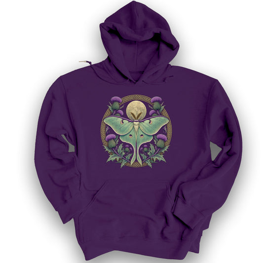 Thistle Luna Moth Hoodie - Purple