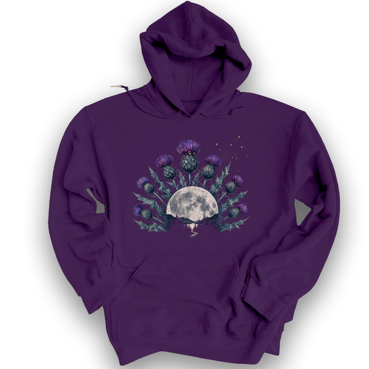 Moonlit Highland Thistles Hoodie - Purple