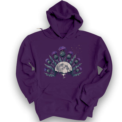 Moonlit Highland Thistles Hoodie - Purple