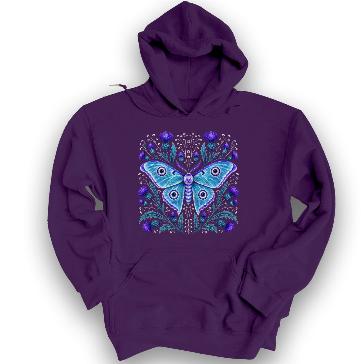 Emperor Moth Thistle Hoodie - Purple