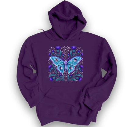 Emperor Moth Thistle Hoodie - Purple