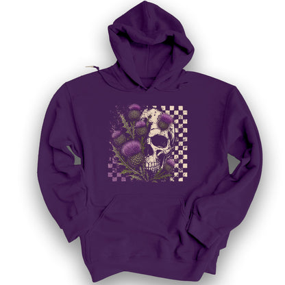 Thistle Skull Check Hoodie - Purple